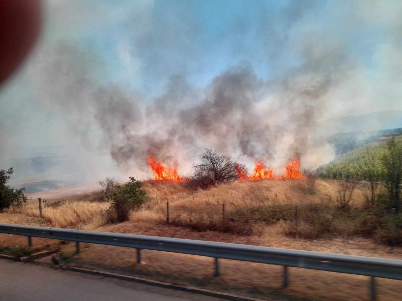 Пожар бушува край 86-и км на АМ Тракия