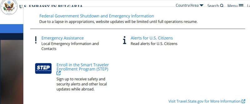 Сайтът на американското посолство