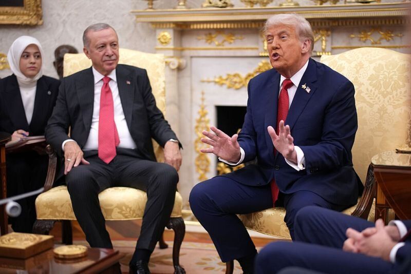 Президентът на САЩ Доналд Тръмп и турският президент Реджеп Тайип Ердоган по време на срещата им в Белия дом/.
