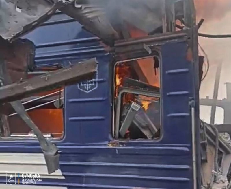 Удар по пътнически влак в Суми