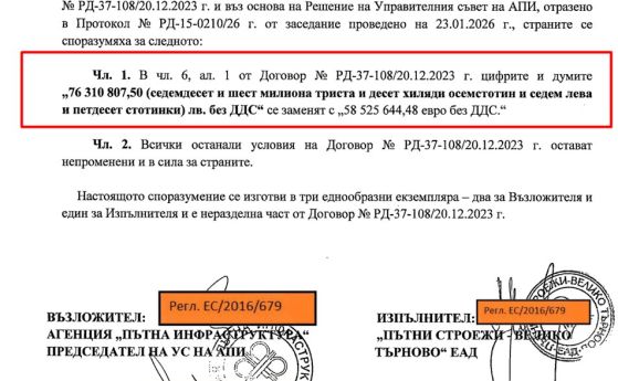 Документът с новата сума