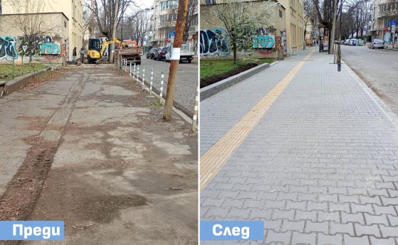 Над 7300 кв. м тротоари са обновени в София от началото на годината
