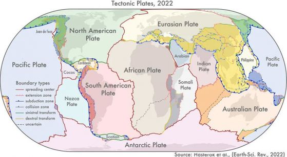 Нов модел на тектонските плочи с гранични зони